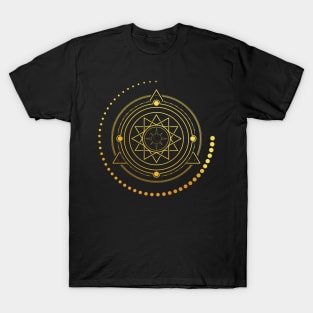 Cosmic Sun Moon Gold Texture T-Shirt